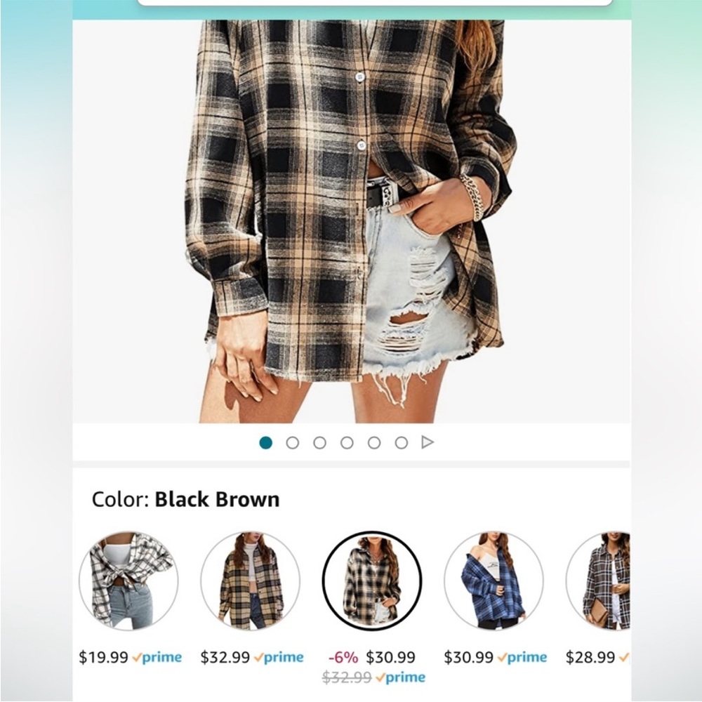 Plaid Print Drop Shoulder Shirt - Picture 5 of 5
